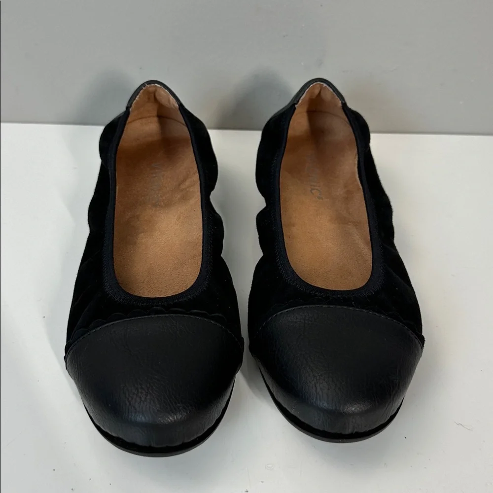 Vionic Prim‎ Tina Cap Toe Ballet Flats Black Size 8